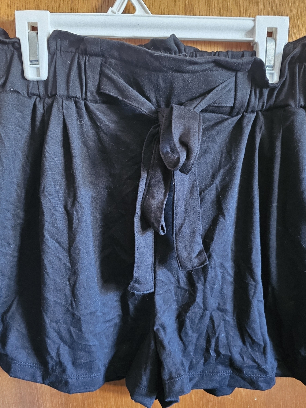 Poof! New York Black Paperbag Waist Tie Shorts - Size Large